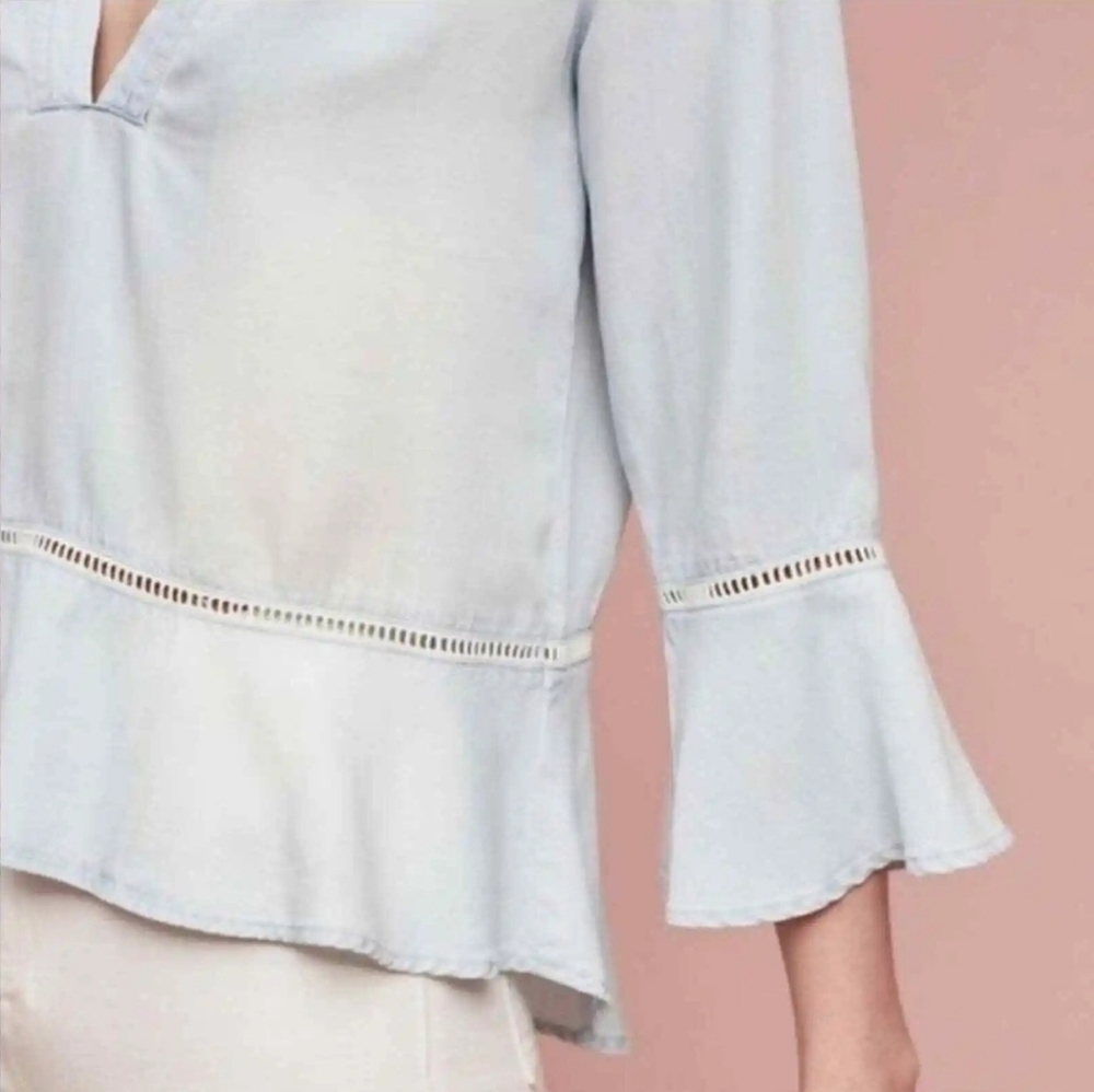 Anthropologie Cloth & Stone Washed Aria Henley Top Sz S - Picture 2 of 8